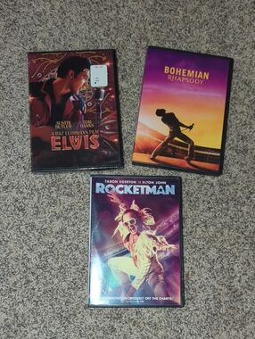 Elvis / Bohemian Rhapsody / Rocketman Movie DVD Bundle